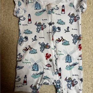 Roller Rabbit White Bodysuit with Nautical Print